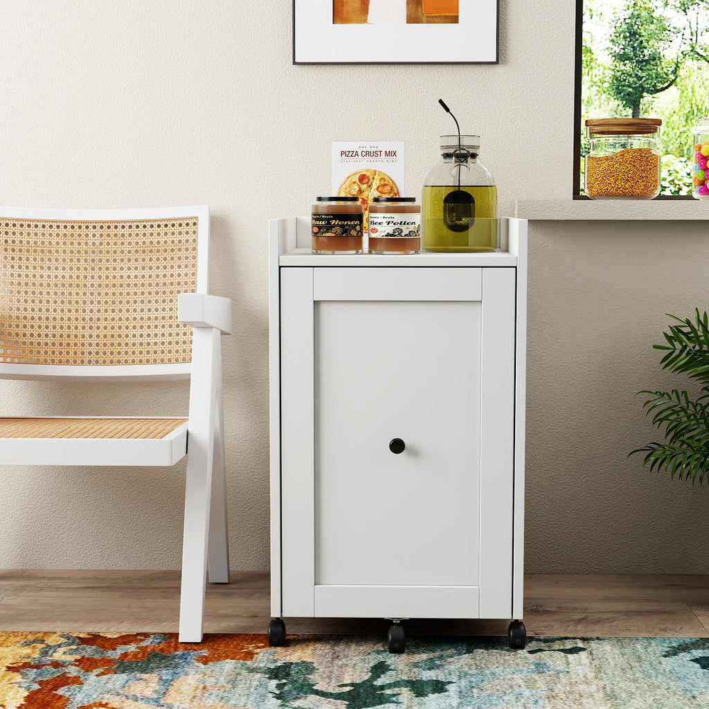 Sliding Snack Cabinet Organizer with Wheels - Particle Board