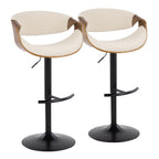 Mid Century Modern Adjustable Barstool Set with Swivel and T Footrest - Multiple Colors