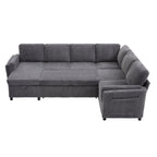 Convertible U-Shaped Sectional Sofa Bed with USB Ports and Storage – Black, Dark Gray, Blue