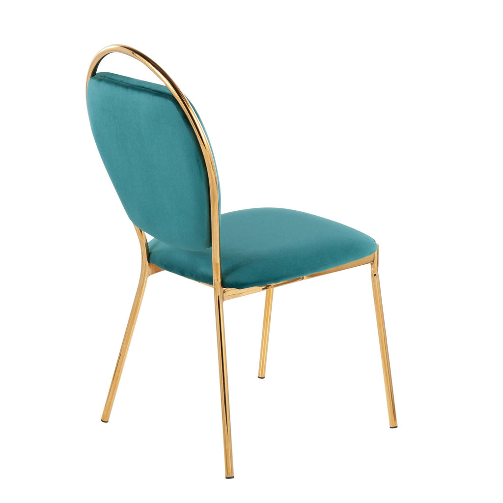 Contemporary Glam Dining Chair Set with Keyhole Back - Gold / Green