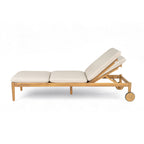 Riviera Outdoor Chaise Lounge with Wheels, Acacia Wood Frame - Natural (Set of 2)
