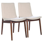 Beige Dining Chair Set of 2 with Solid Wood Construction - Ravel
