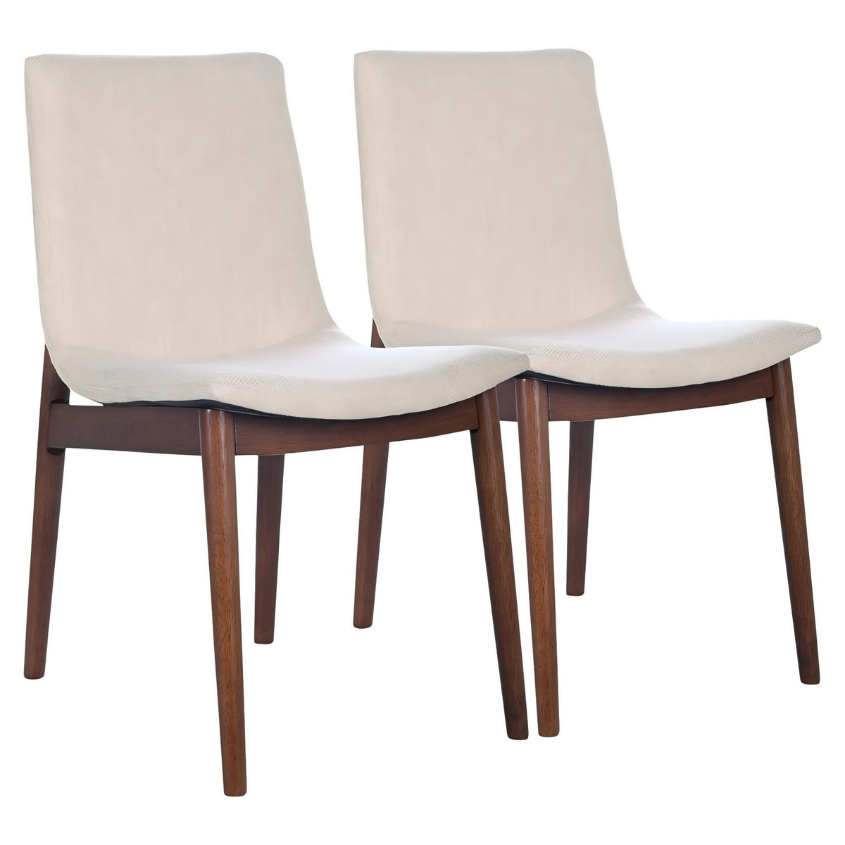 Beige Dining Chair Set of 2 with Solid Wood Construction - Ravel