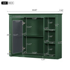Wall Mounted Medicine Cabinet with Mirror and 6 Open Shelves - Multiple Colors