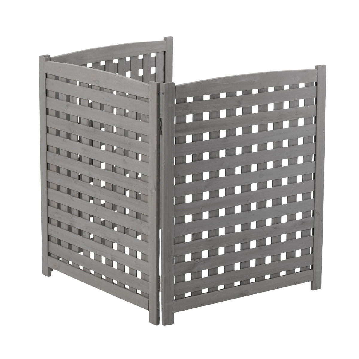 3 Panel Outdoor Air Conditioner Fence Screen with Solid Wood - Light Brown or Dark Gray
