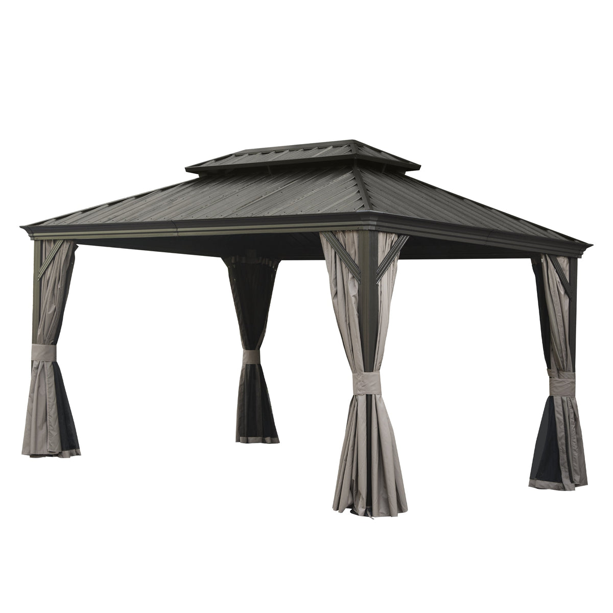 10' X 14' Hardtop Gazebo with Galvanized Steel Roof - Gray