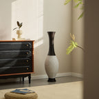 Tall Designer Floor Vase with Elegant 2 Tone - White or Dark Brown