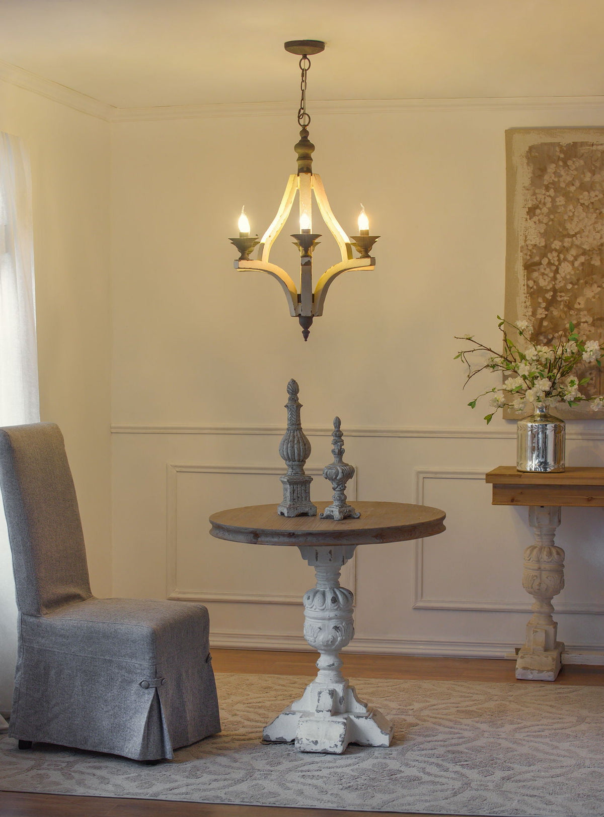 6 Light Wood Chandelier