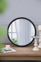 Circle Wall Mirror with Wooden Frame - Black, Light Brown, Dark Brown