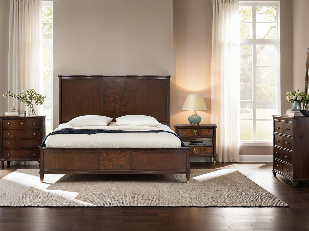 Traditional Style Nightstand with Power Outlet - Dark Cherry