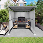Outdoor Pergola Bike Storage Shed with Galvanized Steel Roof - Gray