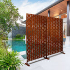 Black Metal Room Divider Privacy Screen with Rust-Resistant Finish