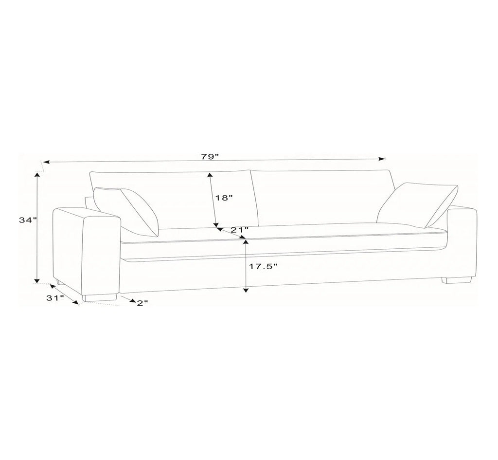 Upholstered Sofa with Toss Pillows – Corduroy