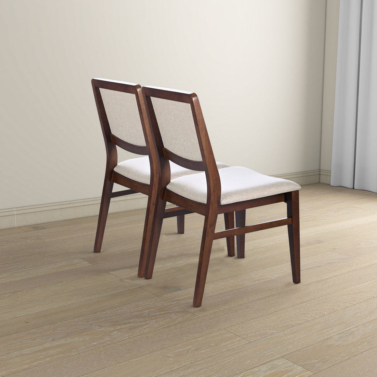 Beige Linen Dining Chair Set of 2 with Padded Seat - Skylar