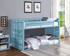 Metal Twin Over Twin Bunk Bed with Safety Guardrail - Light Blue or Red