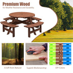 8 Person Wooden Picnic Table with Umbrella Hole - Brown