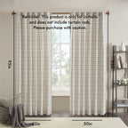 Plaid Rod Pocket Curtain Panel with Fleece Lining - Natural 50x95