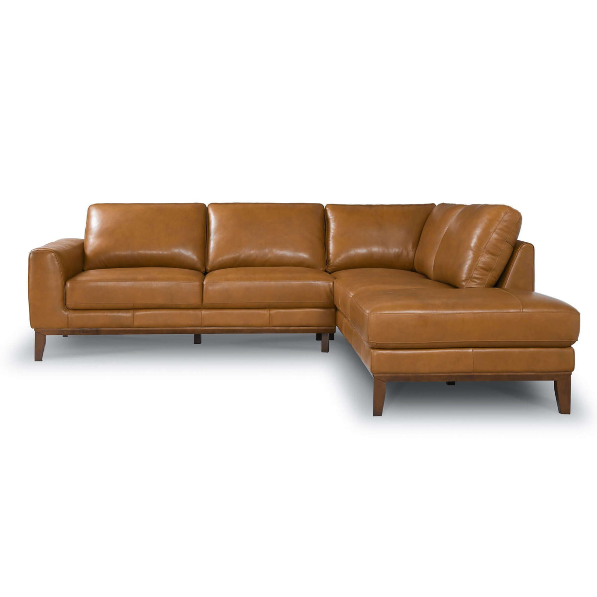 Light Brown Sectional Sofa with Top-Grain Leather - Right Arm Facing