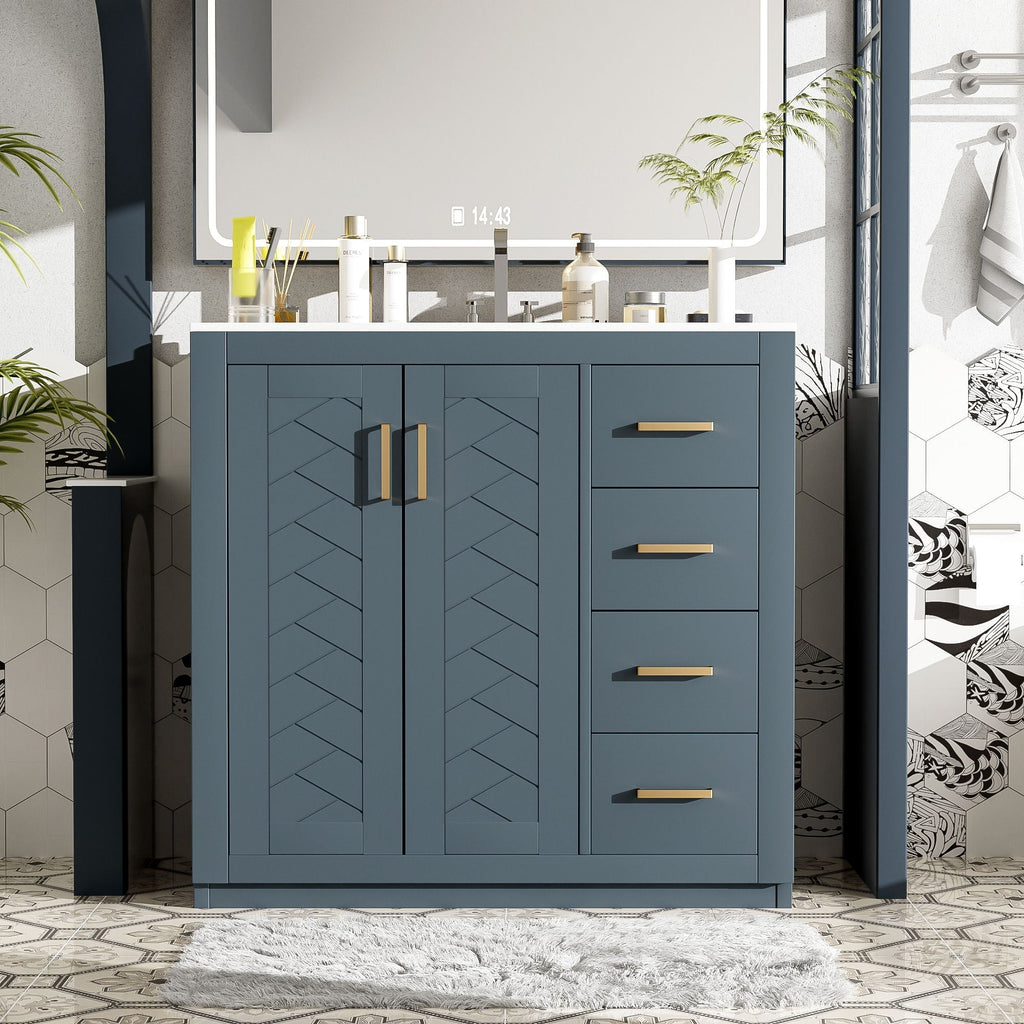 Bathroom Vanity With Sink Combo, Storage Cabinet, Freestanding Set