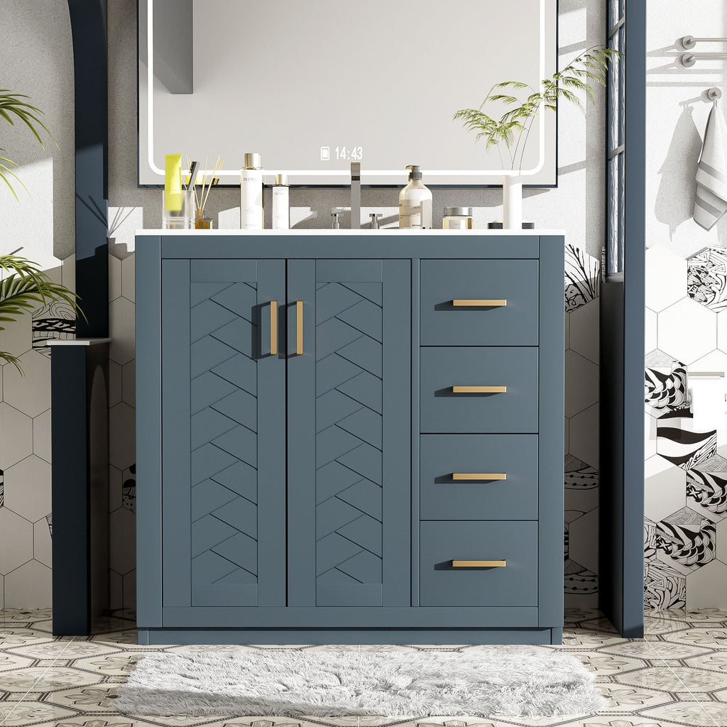 Retro Style Bathroom Vanity with Soft Closing Doors - Multiple Colors