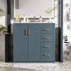 Retro Style Bathroom Vanity with Soft Closing Doors - Multiple Colors
