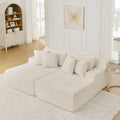Two-Seater Lazy Sofa Lounge Chair with High-Density Foam - Beige
