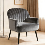 Upholstered Accent Armchair with Shell-Shaped Design - Multiple Colors