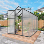 Windproof Greenhouse with Raised Base - Polycarbonate Panels - Black