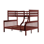 Twin Over Full Bunk Bed with Secure Ladder and Slat System - Dark Red or Gray