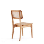 Solid Ash Wood Dining Chair Set with Rattan Cane Seat - Black or Light Brown