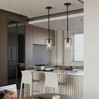 Adjustable Pendant Lighting with Clear Glass Shade - Black or Gold