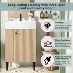 Bathroom Vanity with Single Ceramic Sink and Side Storage - Multiple Colors