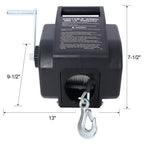 Reversible Electric Trailer Winch with Galvanized Wire Rope - Black