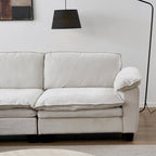 Luxury Four-Seater U-Shape Sofa with Two Ottomans - Chenille