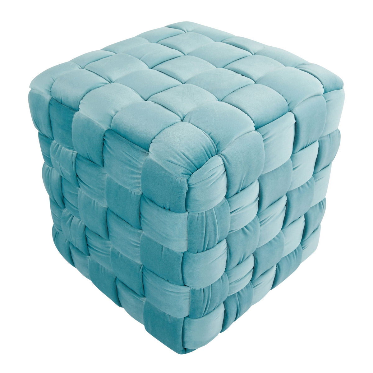 Square Braided Ottoman with Braided Upholstery - Pink, Light Blue, Dark Gray, Beige