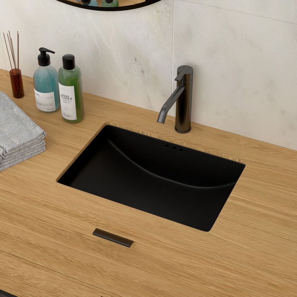 Modern Ceramic Undermount Bathroom Sink with Overflow - White or Black