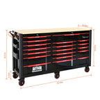 Heavy Duty Tool Cart with 19 Drawers and Locking System - Black/Red