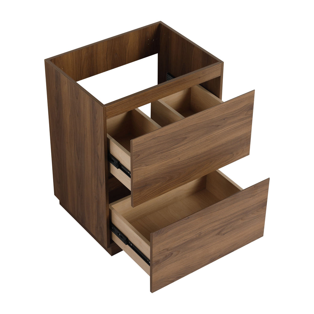 Modern Freestanding Bathroom Vanity Cabinet with Double Drawer - Light Brown or Dark Brown
