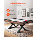 84-Inch Air Hockey Table with Electronic Scorer – Rustic MDF Finish