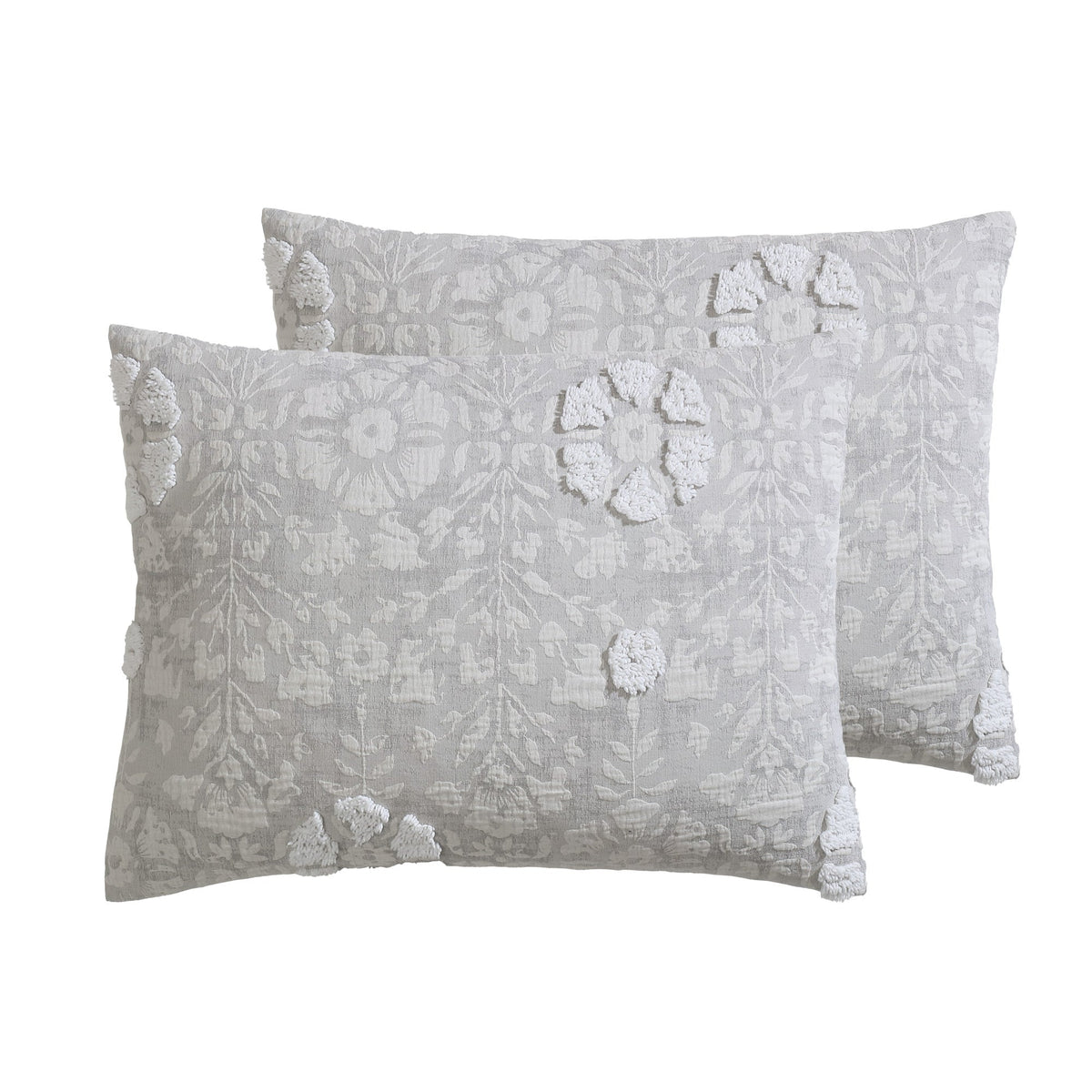 Textured Woven Jacquard Comforter Set with Cotton Face - Gray
