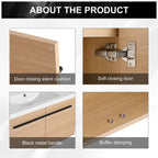 Bathroom Vanity Set with Resin Countertop Sink and 2 Doors - Light Brown Oak