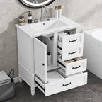 30" Bathroom Vanity with Sink and Soft-Close Drawers - White or Black