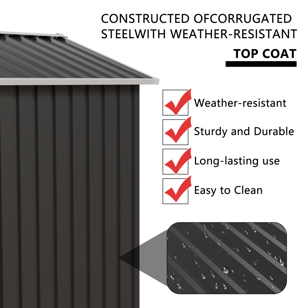 Metal Outdoor Storage Shed with Hinge Door - Grey