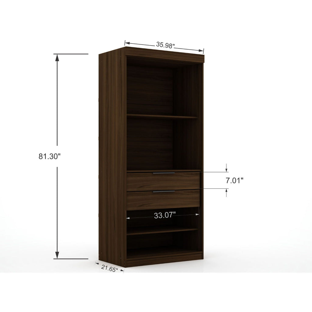 Mulberry Wardrobe Closet with Adjustable Shelving - Dark Brown, Blue, or White