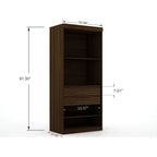 Mulberry Wardrobe Closet with Adjustable Shelving - Dark Brown, Blue, or White