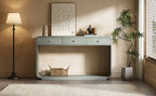 Antique-Style Console Table with 3 Storage Drawers - Blue, Natural, Beige