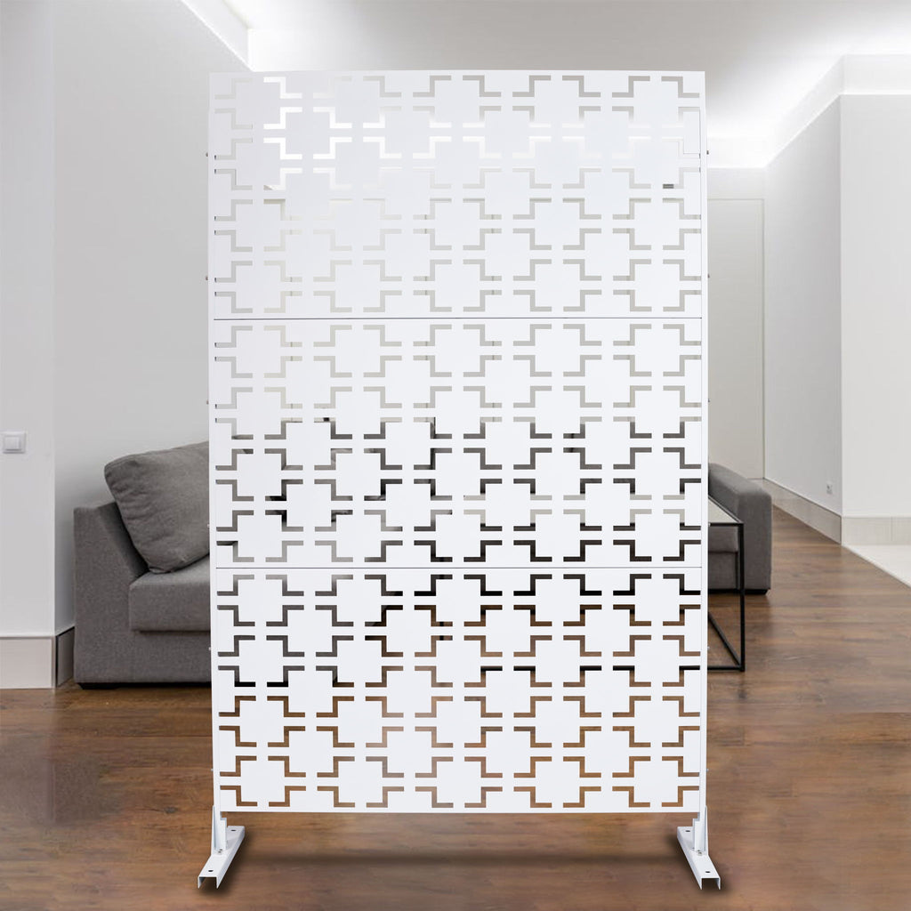 Black Metal Room Divider Privacy Screen with Rust-Resistant Finish