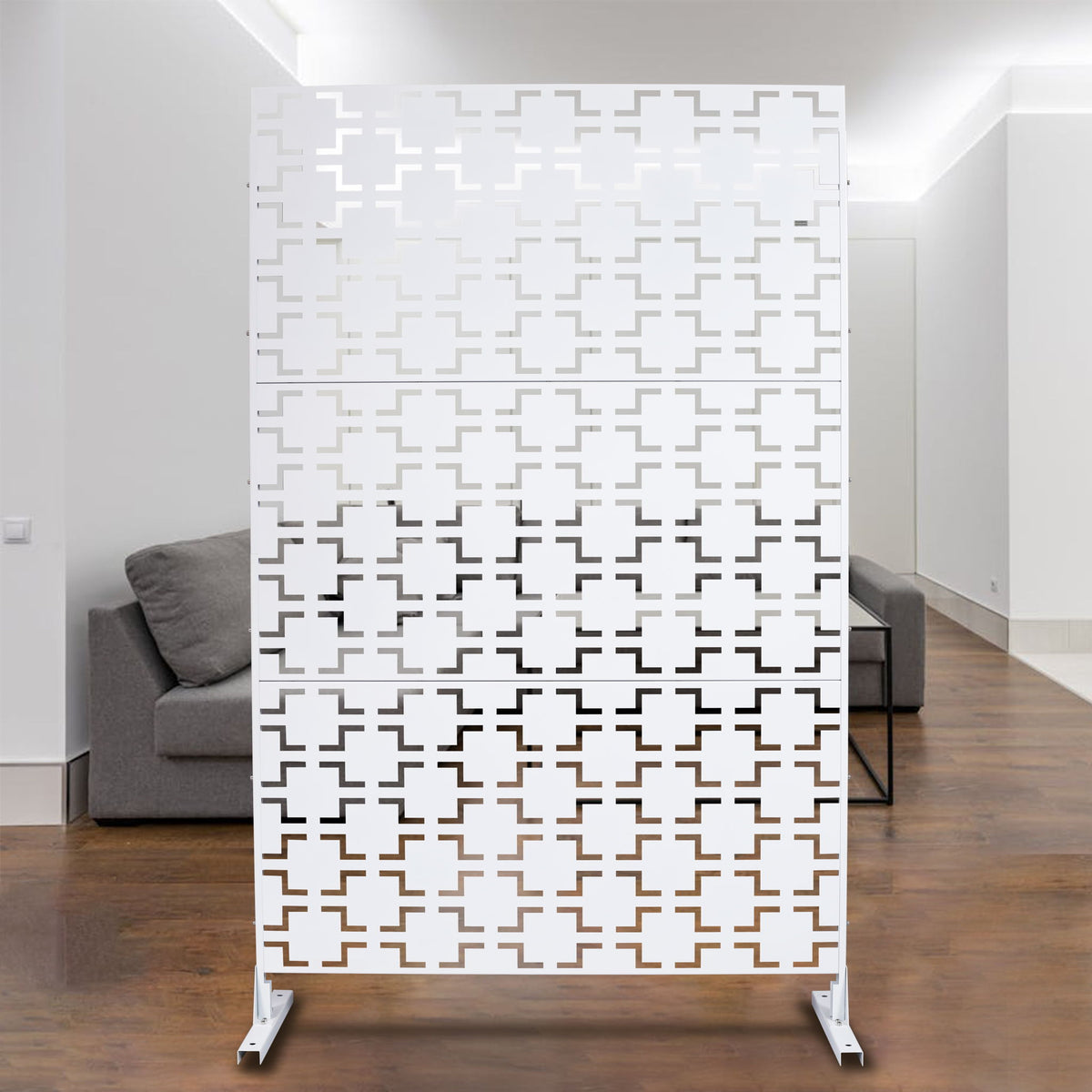 Black Metal Room Divider Privacy Screen with Rust-Resistant Finish