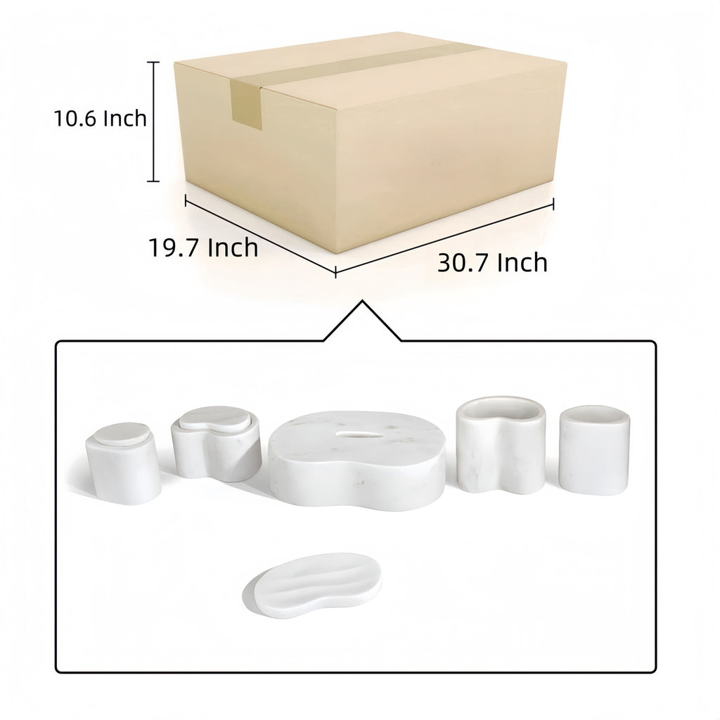 Elegant Natural Marble Bathroom Accessories Set