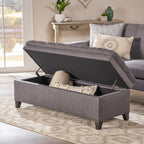 Gray Fabric Storage Ottoman Bench with Hidden Storage - Juliana